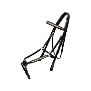 Vente en gros d'équipement équestre professionnel Bride à 8 figures en laiton Clincher en cuir noir Headstall Equine Halter Tack pour l'équitation - Product Image 2