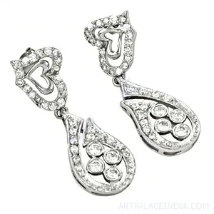 Pendientes de Plata de Ley 925 con Circonita Cúbica en Forma de Corazón, Colección de Joyería de Cristal para Mujer - Product Image 1