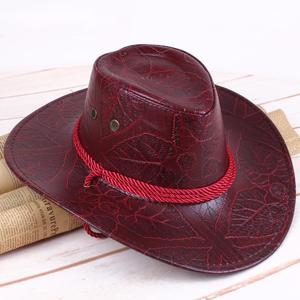 Nuevos sombreros de vaquero de cuero al aire libre para hombres de vaquero occidental personalizados Sombreros de vaquero en cuero genuino Sombreros de moda al por mayor - Product Image 2