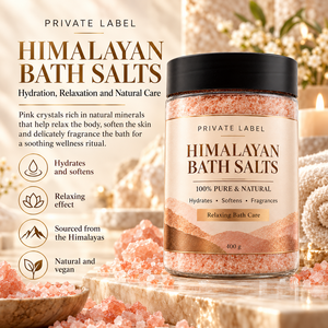 Bagno Minerale dell'Himalaya con Etichetta Privata 400g |   Cura del Corpo Naturale Vegana Rilassante e Aromatica |   Produttore OEM Spagna - Product Image 2