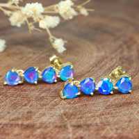 Boucles d'oreilles pendantes en opale éthiopienne bleue, argent sterling 925, forme poire, design ethnique, sans nickel, cadeau de Noël pour femmes