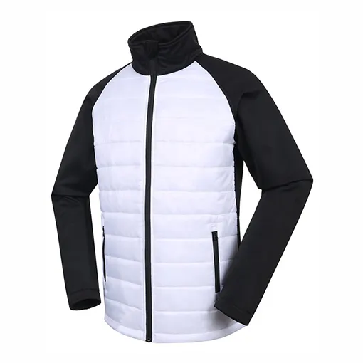 Toptan özel yüksek kaliteli hafif sıcak kış ceket siyah beyaz fermuar balon ceket erkekler için