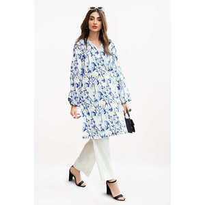 Conjunto de Dos Piezas de Chifón con Estampado de Ondas Blancas para Mujer, Estilo Casual, Primavera/Verano, Shorts - Product Image 1