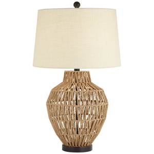 Handmade Rustic Nordic Seagrass Table <b>Lamp</b> Loose Weave Straw with <b>Shade</b> for Home Decoration - Product Image 1
