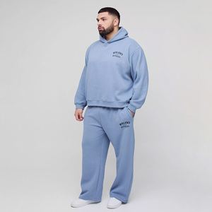 ชุดวอร์มผ้าคอตตอนไซส์ใหญ่พิเศษทรงบ็อกซี่มีฮู้ดและกางเกงจ็อกเกอร์สำหรับผู้ชายขายส่ง - Product Image 1