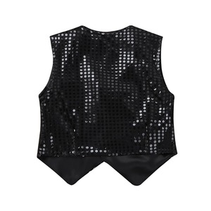 Chaleco de cuero chaleco sin mangas abotonado sólido chaqueta impermeable disfraz para hombres coro Jazz danza puesta en escena - Product Image 2