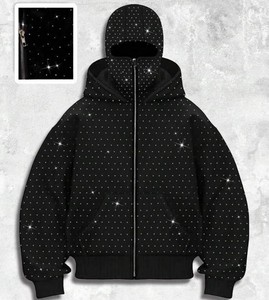 Sweat à capuche unisexe décontracté pour sports d'hiver avec strass, cagoule intégrée, logo personnalisé, streetwear, 100% coton, faible MOQ - Product Image 1