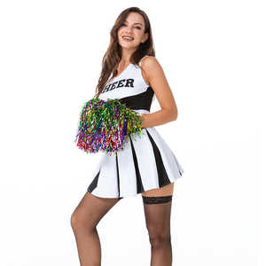 ชุดยูนิฟอร์มเชียร์ลีดเดอร์สำหรับเด็กผู้หญิง - ชุดกีฬาพิมพ์ลายด้วยความร้อน ปรับแต่งสีและขนาดได้ ผลิตจากโพลีเอสเตอร์ 100% แห้งเร็ว - Product Image 2