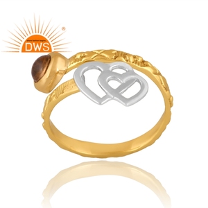 แหวนพลอยซิทรีนธรรมชาติชุบทอง18K ทำจากทองเหลืองเหมาะสำหรับเป็นของขวัญสำหรับผู้หญิง - Product Image 1