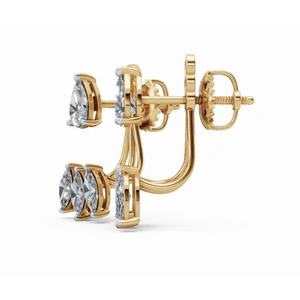Pendientes de Diseño Triad de Oro de 9 Quilates con Corte Marquesa y Pera, Joyería Cultivada en Laboratorio, Proveedor Mayorista B2B OEM para Exportación - Product Image 2