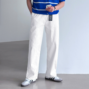 Pantalones de hombre coreanos para hombre de pierna ancha Casual 4 vías de algodón elástico Unisex pantalones diarios suave cómodo Streetwear 4 colores H4009 - Product Image 4