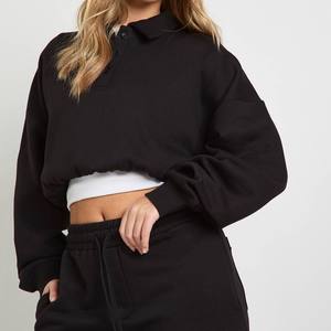 Conjunto de Sudadera Corta y Pantalones Deportivos de Corte Holgado, Cintura Elástica, Ropa Informal de Manga Larga, Felpa, para Producción al por Mayor OEM ODM - Product Image 4