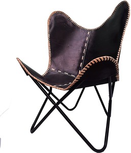 Brown Leather Butterfly <b>Chair</b> <b>for</b> Bedroom Outdoor Rustic Style Foldable Leisure <b>Chair</b> Iron Perfect Living Room Replacement <b>Cover</b> - Product Image 4