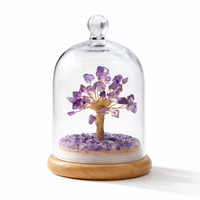 Arbre de vie en cristal des sept chakras, fait à la main, avec dôme en verre, coffret cadeau, guérison spirituelle, décoration de maison et de bureau, énergie positive