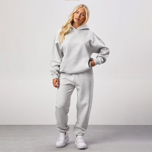 Survêtement premium personnalisé pour femmes coupe décontractée en polaire à épaules tombantes pantalon de survêtement neige marne ensemble deux pièces à capuche vêtements de sport survêtement - Product Image 1