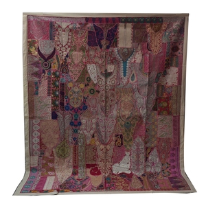 Offre Spéciale indien reine taille cousu à la main patchwork design unique en son genre fin moins vintage sari couette, jeter et couverture - Product Image 1
