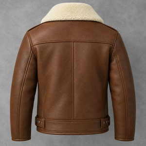 Chaqueta de Cuero para Hombre con Cuello de Piel Sintética, Cierre de Cremallera, Estilo Motero de Invierno - Product Image 6