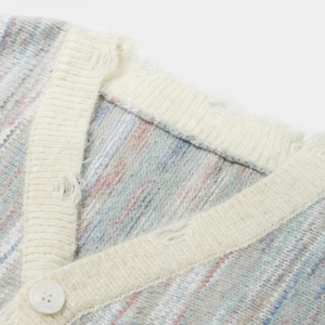 Suéter Cardigan Personalizado con Logotipo para Hombre Streetlab, Cuello en V a Rayas, Tejido de Punto, Otoño Invierno, Corte Holgado Informal, Tallas S-2XL - Product Image 2