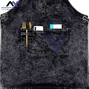 Tablier en jean noir professionnel de qualité supérieure pour barbier et coiffeur Tablier en gros unisexe durable avec logo personnalisé - Product Image 3