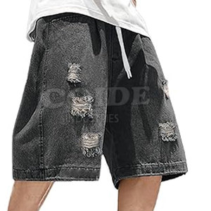 Knee Length Jean <b>Shorts</b> <b>Slim</b> <b>Fit</b> Men Jeans <b>Shorts</b> Customized Custom Logo Men Jeans Jorts Trendy - Product Image 5