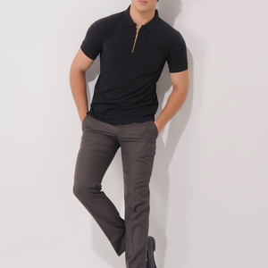 2025 precio competitivo logotipo personalizado y etiqueta de los hombres media cremallera Polo Material transpirable tamaño adulto Slim Fit hombres Polo camisa - Product Image 5