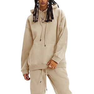 Custom Designer Women's Winter High Quality Cotton Fleece Hoodie Sweatpants Set Oversized Drop Shoulder <b>Tracksuit</b> Quick Dry - Product Image 3