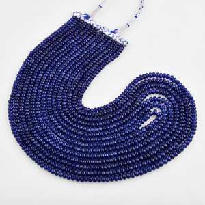 สร้อยคอเงินแท้สีฟ้าแซฟไฟร์สเตอริ่งลูกปัด Rondelle เรียบ1290กะรัตขนาด14-21นิ้ว7เส้นผ่านการรับรอง IGI สำหรับผู้หญิง/ทุกเพศ - Product Image 2