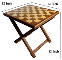 Mesa de Ajedrez de Madera Hecha a Mano, Plegable, con Caja de Almacenamiento Magnética, Multicolor, Marca IBS, 12x12x12 Pulgadas, Pulida, para Bodas, Juegos en Interiores