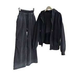 MOVATEXTILE Custom High Quality Acid Wash Vintage Flared Sweat Suit <b>Sweatpants</b> and Hoodie Acid Wash Tracksuit Set Men's - Product Image 5