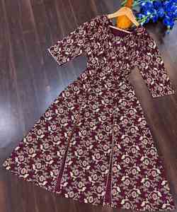 ชุดสวมใส่ช่วงเทศกาล-ผ้าไหม georgette พร้อมที่จะสวมใส่ชุดชาติพันธุ์ที่มีการเย็บปักถักร้อย Chinon และงานลำดับ - Product Image 2