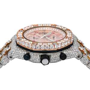 Luxurious Chronograph 42mm Full Iced Out Moissanite Diamond Rose Gold Bezel <b>Watch</b> Hip Hop and Fashionable Stylish <b>Watch</b> - Product Image 3