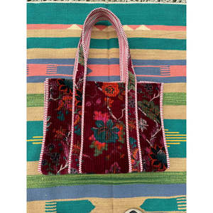 <b>Boho</b> Chic Reversible Quilted Velvet Cotton Women's Tote <b>Bag</b> Large Eco-Friendly Sustainable Grocery Shopping Ochre Beach <b>Bag</b> - Product Image 2