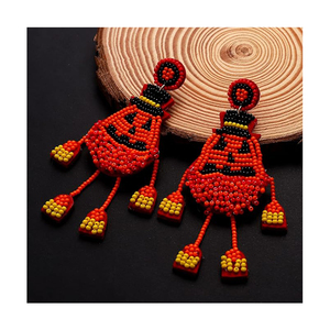 Indian Manufacturer's Halloween Christmas Pumpkin Skull Drop Earrings Excellent Gold Plated Wholesale Accessories - Product Image 4