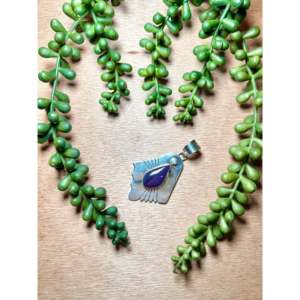Navajo Handmade Sngilite & Sterling Silver Pendant Bezel Setting Religious Charm Jewelry Inlaid Rose Gold Pearl Number Pattern - Product Image 4