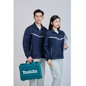 Vêtement unisexe uni, coupe-vent, thermique, 100% polyester, Vietnam, imperméable, respirant, isolation tissée FMF, marine, fermeture éclair fine - Product Image 3