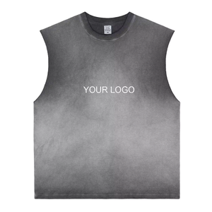 2025 chaleco lavado gris camiseta sin mangas personalizada para hombre 100% algodón ropa de gimnasio camiseta sin mangas con estampado Digital con patrón 3D - Product Image 1