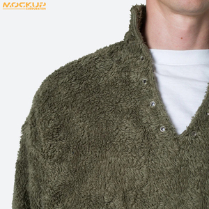 Design personnalisé chaud polaire surdimensionné blanc pull-over pull hommes 100% polyester polaire Sherpa à capuche couleur unique - Product Image 6