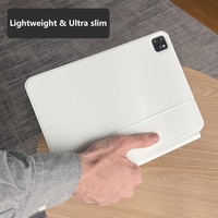 Keyboard Ajaib untuk iPad S7/S8/S9 10.9 Inci, Sarung Keyboard Kulit Magnetik dengan Multi-Touchpad dan Lampu Latar