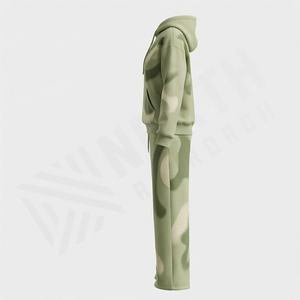 Conjunto Deportivo de Sudadera con Capucha y Pantalones Deportivos Acampanados para Mujer, de Secado Rápido, Transpirable, con Lavado Ácido, Decoloración al Sol y Pedrería, Estilo Urbano - Product Image 3