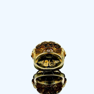 แหวนค็อกเทลสำหรับผู้หญิงเครื่องประดับแฟชั่นแหวนหมั้นดอกไม้และแหวนครบรอบเครื่องประดับชุบทอง18K ที่ไม่ซ้ำกัน - Product Image 4