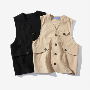 Gilet de tir à la carabine en cuir suédé personnalisé avec logo OEM, multi-poches, gilets pour hommes, gilets en cuir avec écusson d'épaule - Product Image 1