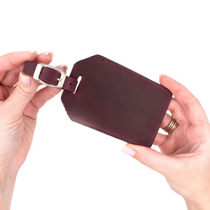 Etiquetas de equipaje de cuero genuino con tarjeta de visita ID Maleta de cuero Accesorios de viaje 2017 - Product Image 4