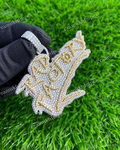 2025 Arrival D Color VVS Clarity Cut Moissanite Claw Setting Sterling Silver Yellow Gold Plated RAD Factory Hip Hop Pendant - Product Image 3