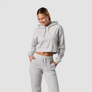 Pull à capuche court léger pour femmes, sweat à capuche décontracté doux et tendance en tissu polaire à manches longues avec logo sur le devant - Product Image 3