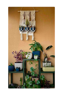 Colgador de Macramé de Primera Calidad para Tres Macetas, Colgador de Plantas de Macramé Personalizado para Decoración de Paredes y Ventanas - Product Image 2