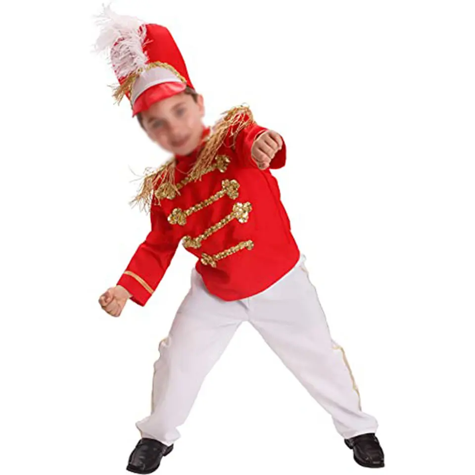 Tambor principal fantasia para crianças pulseira de marcação vermelha uniforme por vestir américa