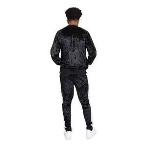 Ensemble de survêtement pour homme Performance Veste athlétique à fermeture éclair intégrale avec pantalon de jogging à cordon de serrage Conçu pour une mobilité flexible Velours noir - Product Image 5