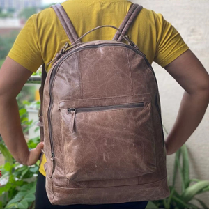 Handmade Crunch Leather Backpack Stylish Crunch Leather Rucksack Backpack - Product Image 2
