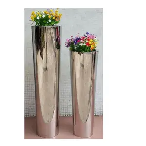 Vas Dipoles Perak untuk Dekorasi Lantai Hotel Dekorasi Rumah Modern Vas Bunga Logam Aluminium