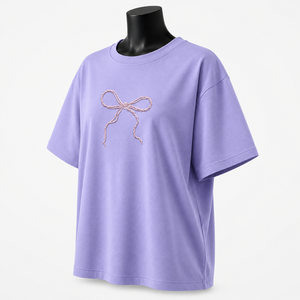 Camiseta Extra Grande Personalizada para Mujer, de Algodón, Cuello Redondo, Casual, con Bordado de Lazo y Gráficos - Product Image 3